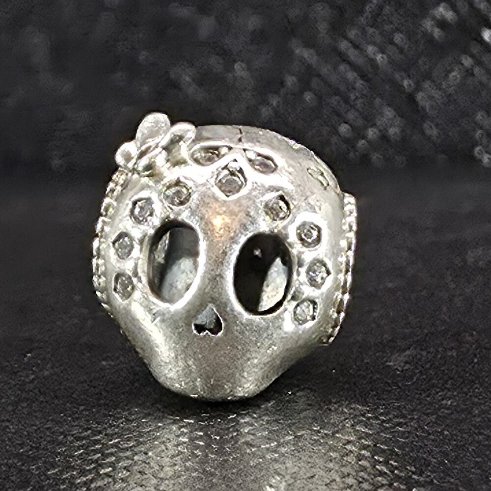 Pandora Sterling Silver Sparkling Skull Girl Halloween Charm 797866CZ